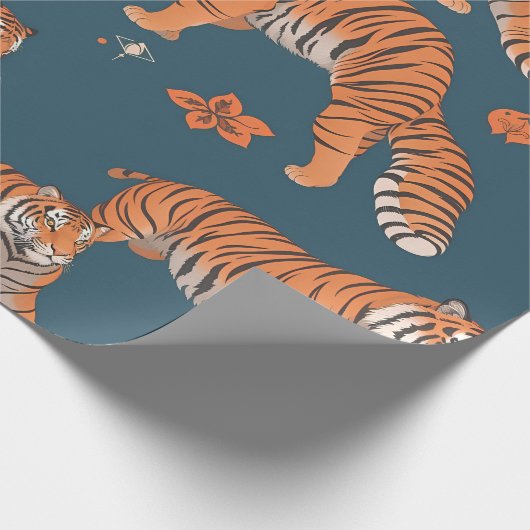 Tiger Retro Personalisiertes Muster Geschenkpapier (Ecke)