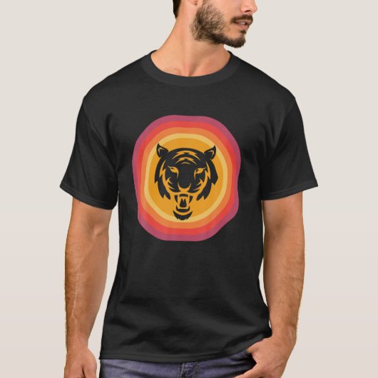 Tiger Retro Sunset Wild Cat Roars T-Shirt (Vorderseite)