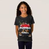 Tiger Riding Red Truck Frohe Weihnachts Weihnachte T-Shirt (Vorne ganz)