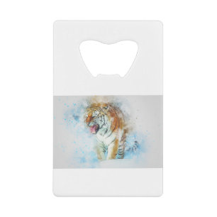 Tiger Roar Animal Art Abstrakte Wasserfarbe Vintag Geldbeutel Flaschenöffner