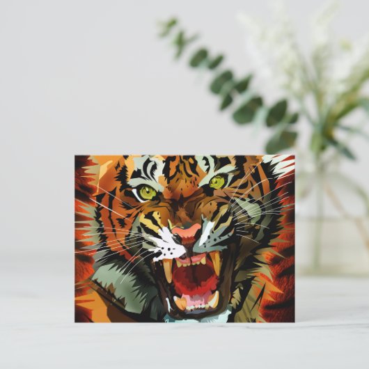 Tiger Roar Postkarte (Stehend Vorderseite)