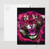 Tiger Roar - Rosa Postkarte (Vorne/Hinten)