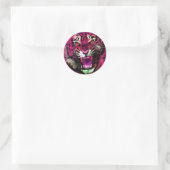 Tiger Roar - Rosa Runder Aufkleber (Tasche)
