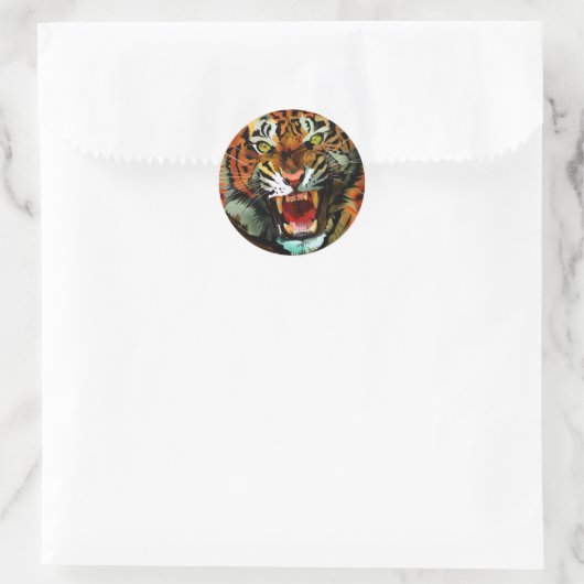 Tiger Roar Runder Aufkleber (Tasche)
