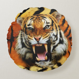 Tiger-Roar Rundes Kissen