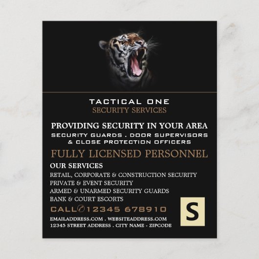 Tiger Roar, Security Personal Advertising Flyer (Vorne)