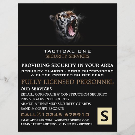 Tiger Roar, Security Personal Advertising Flyer (Vorne)