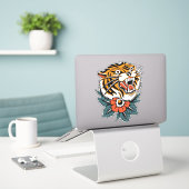 Tiger Roaring Sticker (Laptop auf Schreibtisch)