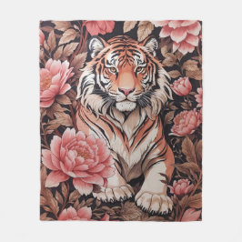 Tiger-Rosa-Blume Fleecedecke