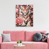 Tiger-Rosa-Blume Leinwanddruck (Insitu (Wohnzimmer))