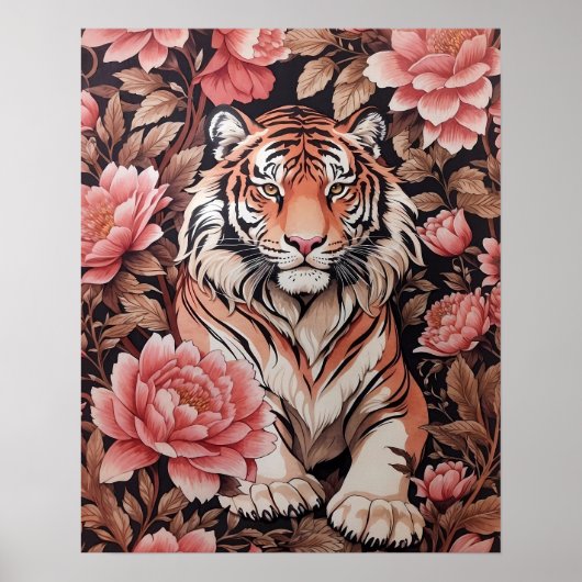 Tiger-Rosa-Blume Poster (Vorne)