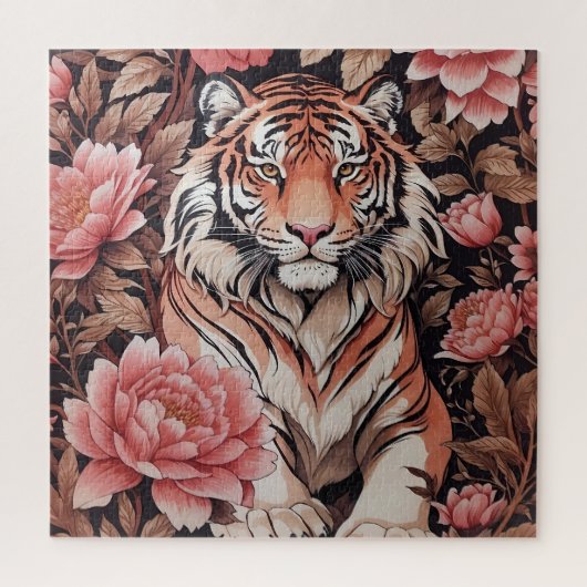 Tiger-Rosa-Blume Puzzle (Vertikal)