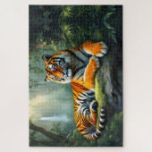Tiger ruht im Dschungel mit Wasserfall Puzzle (Vertikal)