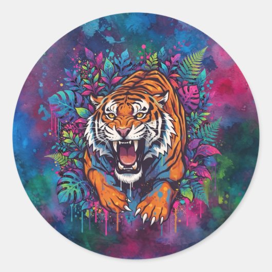 Tiger Runder Aufkleber (Vorderseite)