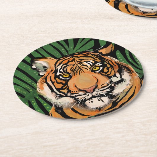 Tiger Runder Pappuntersetzer (Angewinkelt)