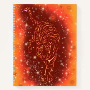 Tiger Running Notebook Galaxy Starry Night Notizblock
