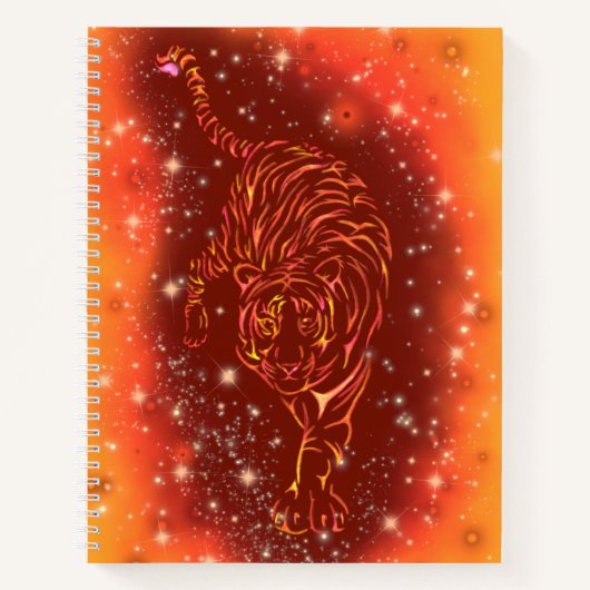 Tiger Running Notebook Galaxy Starry Night Notizblock (Vorderseite)