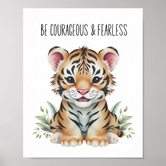 Tiger Safari Kinderzimmer Poster - Sei mutig und f (Vorne)