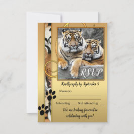 Tiger Safari Zoo Wedding RSVP Card Einladung