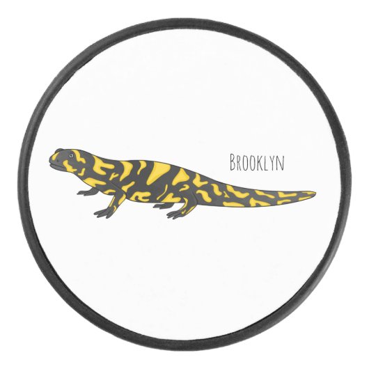 Tiger-Salamander-Cartoon Eishockey Puck (Vorderseite)