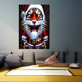 Tiger Santa Claus | AI Art Poster
