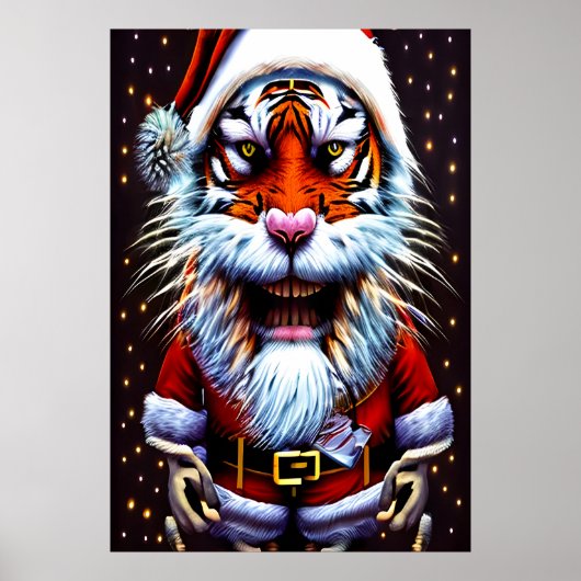 Tiger Santa Claus | AI Art Poster (Vorne)