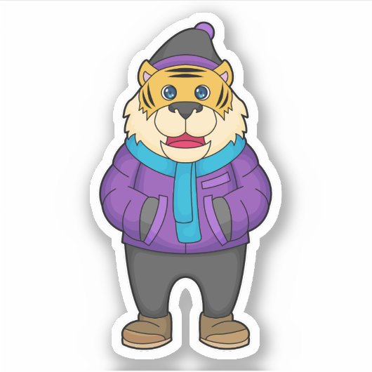 Tiger Scarf Beanie Aufkleber (Vorderseite)