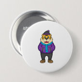 Tiger Scarf Beanie Button (Vorne & Hinten)