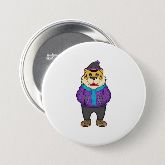 Tiger Scarf Beanie Button (Vorne & Hinten)