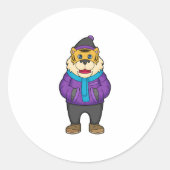 Tiger Scarf Beanie Runder Aufkleber (Vorderseite)