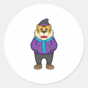 Tiger Scarf Beanie Runder Aufkleber
