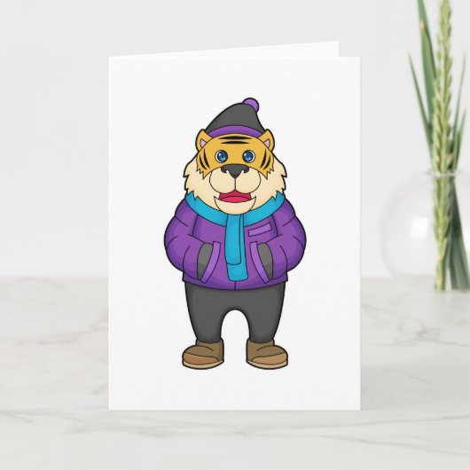 Tiger Schal Mütze Karte (Vorderseite)