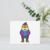 Tiger Schal Mütze Postkarte (Stehend Vorderseite)