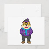 Tiger Schal Mütze Postkarte (Vorne/Hinten)