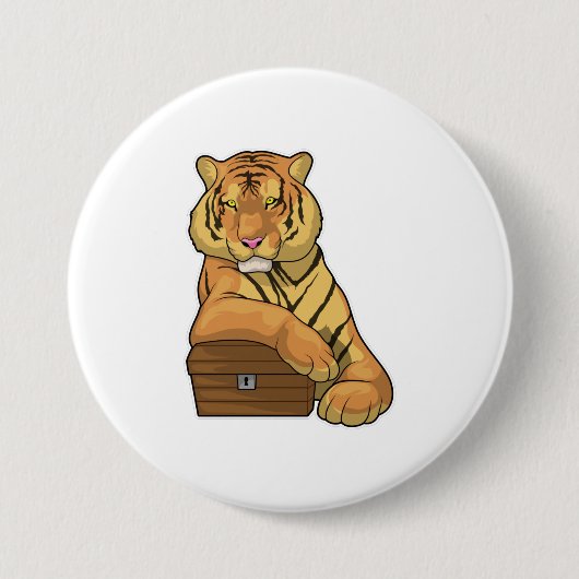Tiger Schatztruhe Button (Vorderseite)
