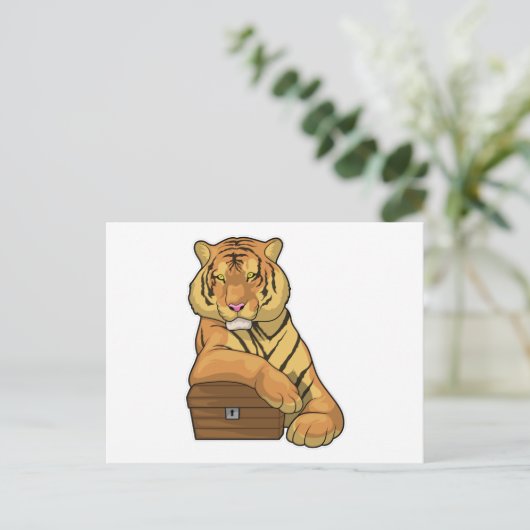 Tiger Schatztruhe Postkarte (Stehend Vorderseite)