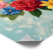 Tiger & Schmetterlinge Florale Whimsical Wandkunst Poster (Ecke)