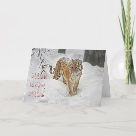 Tiger-Schneeweg Feiertagskarte (Vorderseite)
