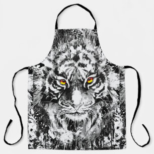 Tiger-Schürze   Tiger Zeichnend   Schwarzweiß Schürze