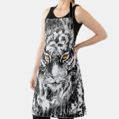 Tiger-Schürze | Tiger Zeichnend | Schwarzweiß Schürze (InSitu)