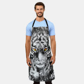 Tiger-Schürze | Tiger Zeichnend | Schwarzweiß Schürze (Getragen)