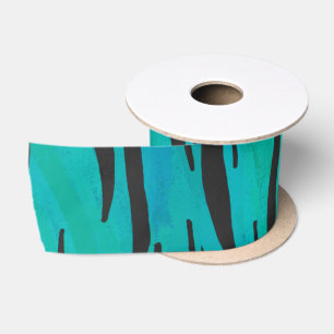 Tiger-Schwarz-Aquamarine Print Satinband