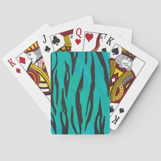 Tiger-Schwarz-Aquamarine Print Spielkarten (Rückseite)