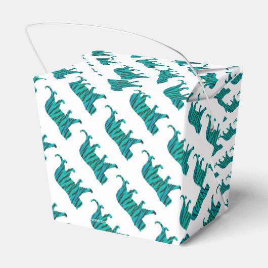 Tiger Schwarz und Aquamarine Silhouetten Geschenkschachtel (Rückseite)