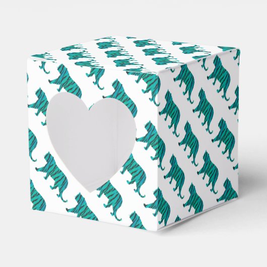 Tiger Schwarz und Aquamarine Silhouetten Geschenkschachtel (Vorderseite)