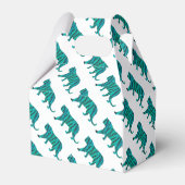 Tiger Schwarz und Aquamarine Silhouetten Geschenkschachtel (Rückseite)