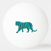 Tiger Schwarz und Aquamarine Silhouetten Tischtennisball (Vorderseite)
