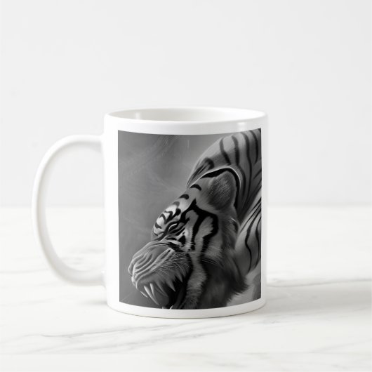 Tiger Schwarz und Weiß Kaffeetasse (Links)