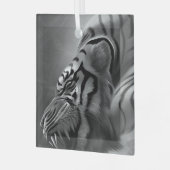 Tiger Schwarz und Weiß Ornament Aus Glas (Vorderseite links)