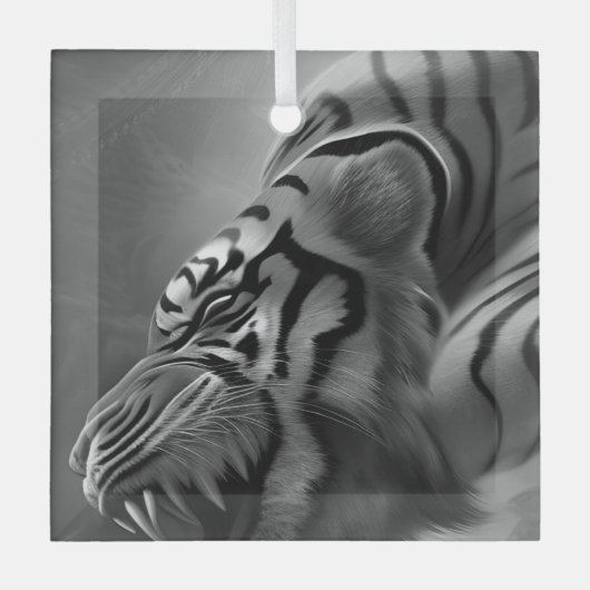 Tiger Schwarz und Weiß Ornament Aus Glas (Vorderseite)